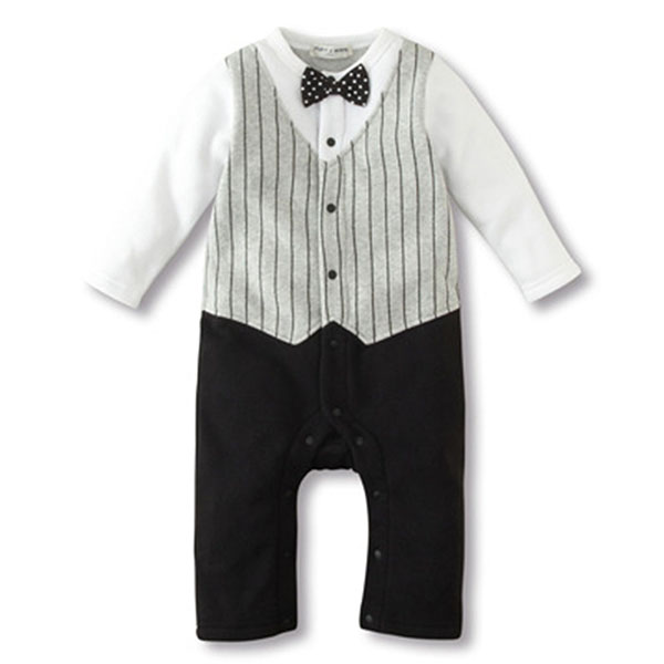 Baby Boy Wedding Formal Party Bow Tie Tuxedo Suit Romper Jumpsuit